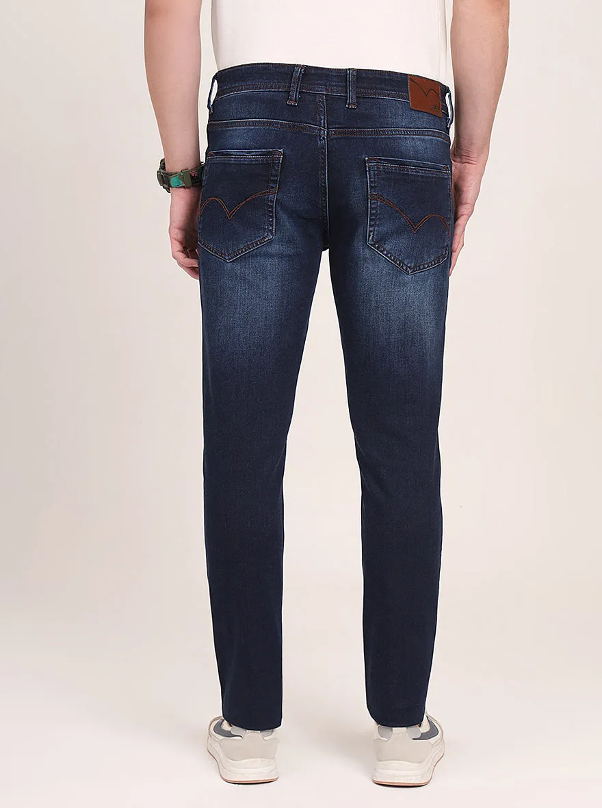 Dark Blue Washed Slim Fit Jeans | JadeBlue