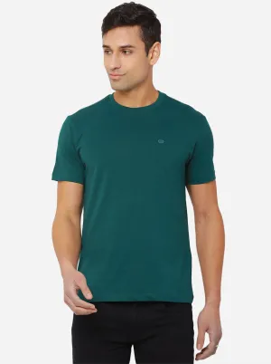 Dark Green Solid Slim Fit T-Shirt | JadeBlue