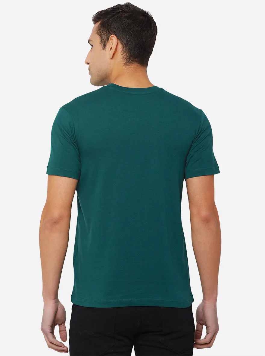 Dark Green Solid Slim Fit T-Shirt | JadeBlue