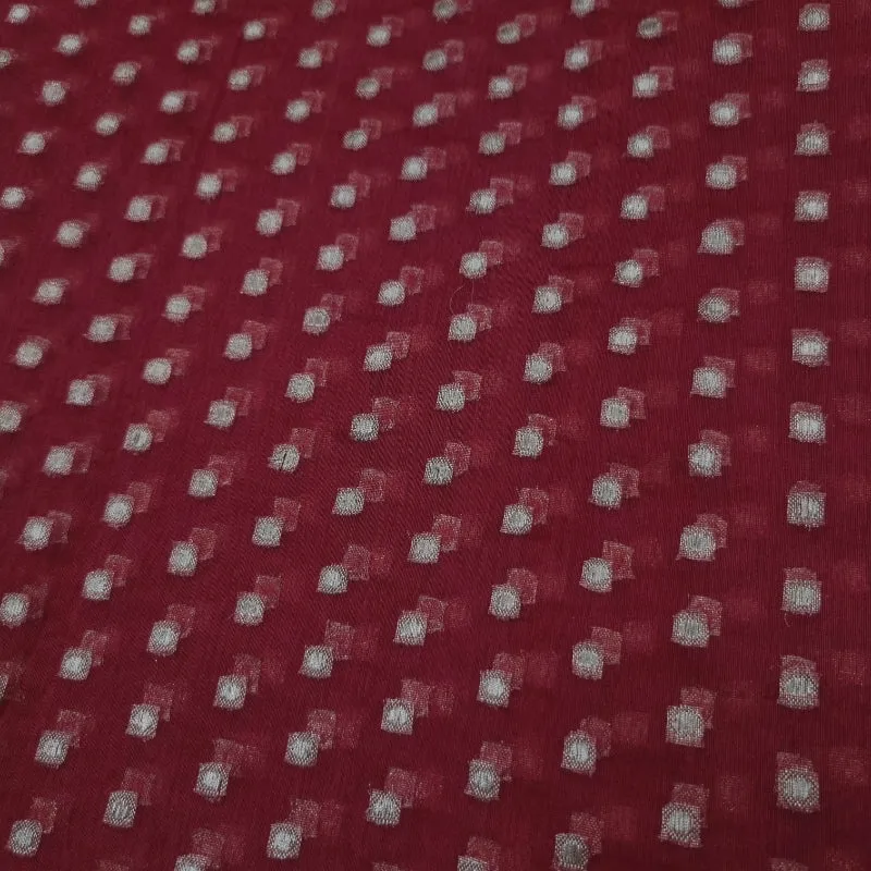 Dark Maroon Color Woven Organza Fabric