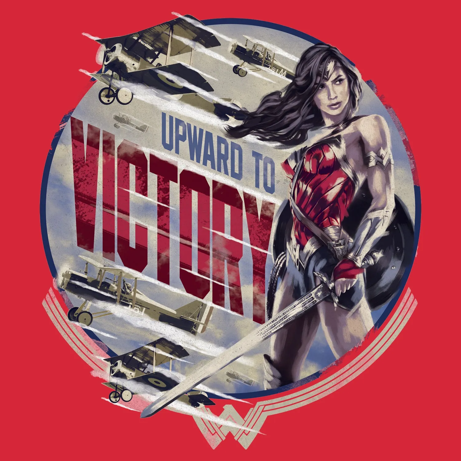 DC Wonder Woman Circle Victory Official Men's T-shirt (Red)