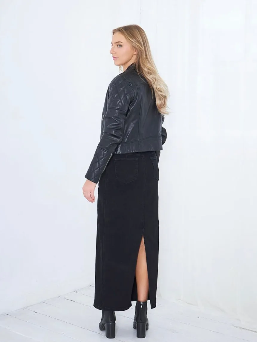 Demi Denim Maxi Skirt : Black