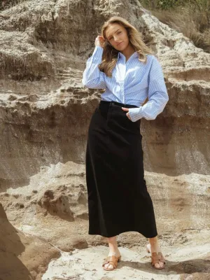 Demi Denim Maxi Skirt : Black