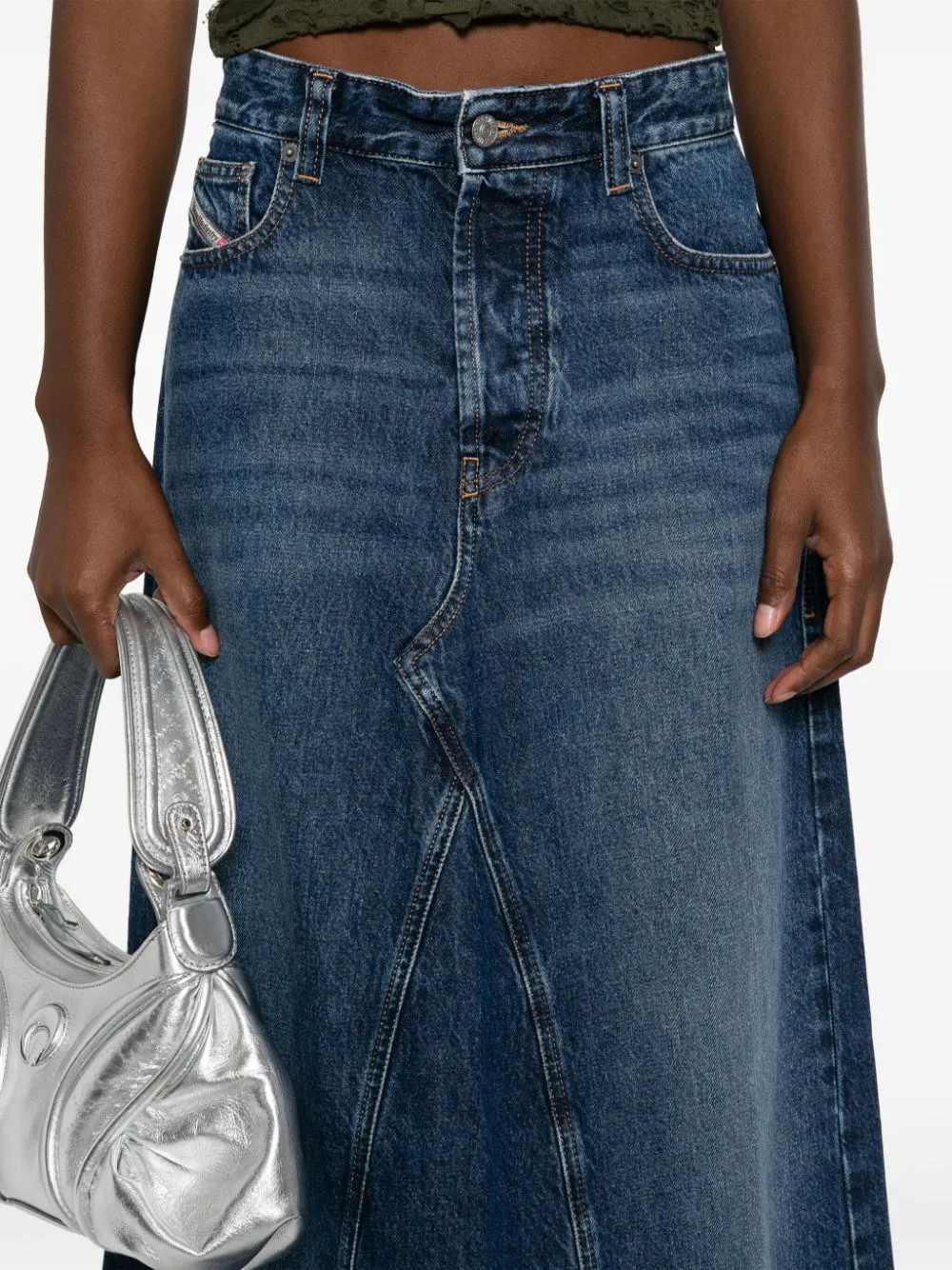 Denim long skirt