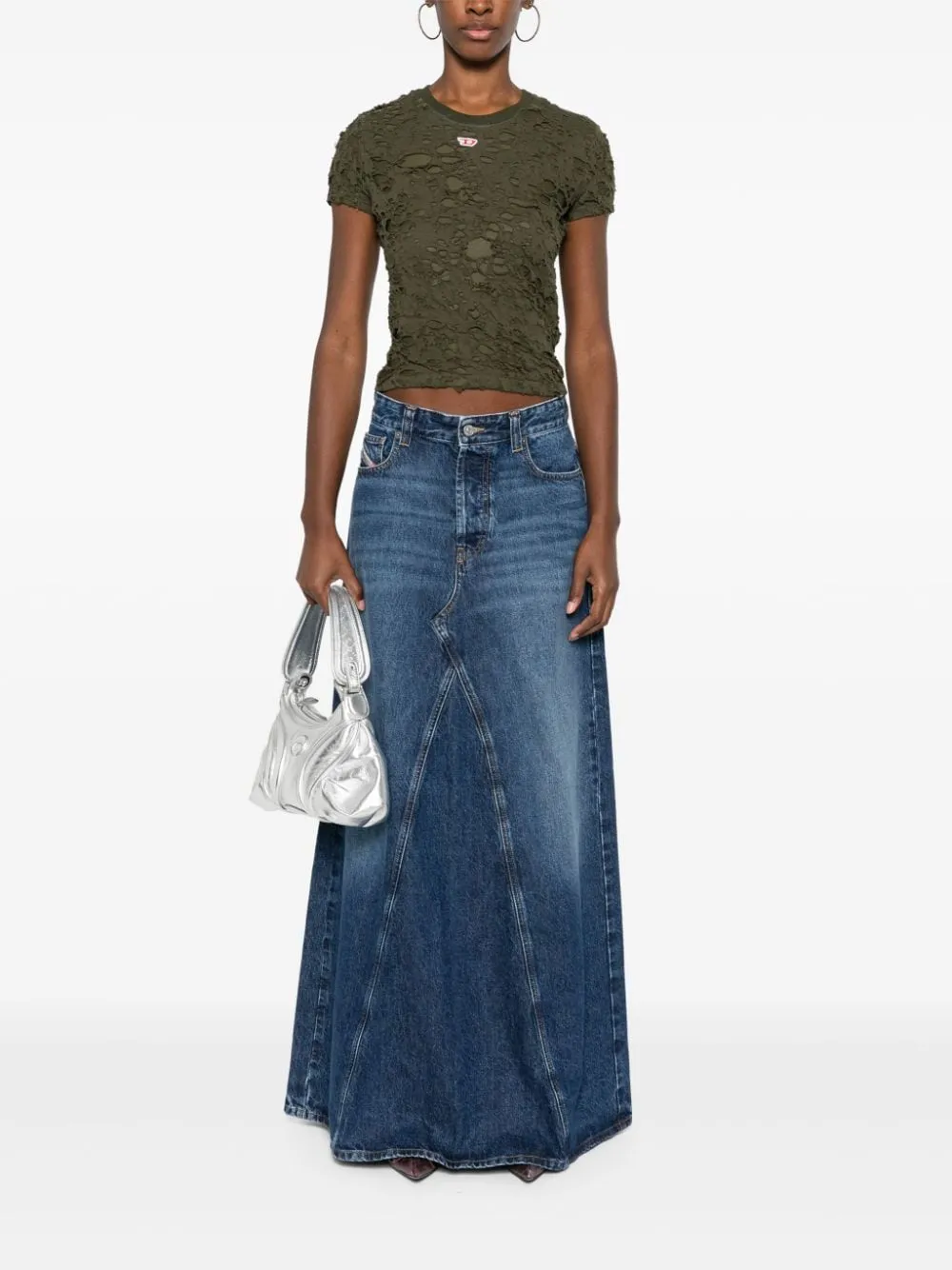 Denim long skirt