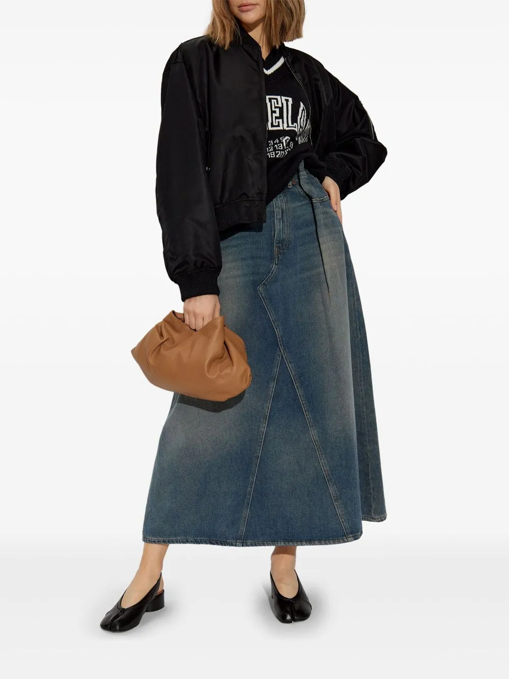Denim midi skirt