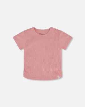Deux Par Deux Crinkle Jersey Top - Silver Pink