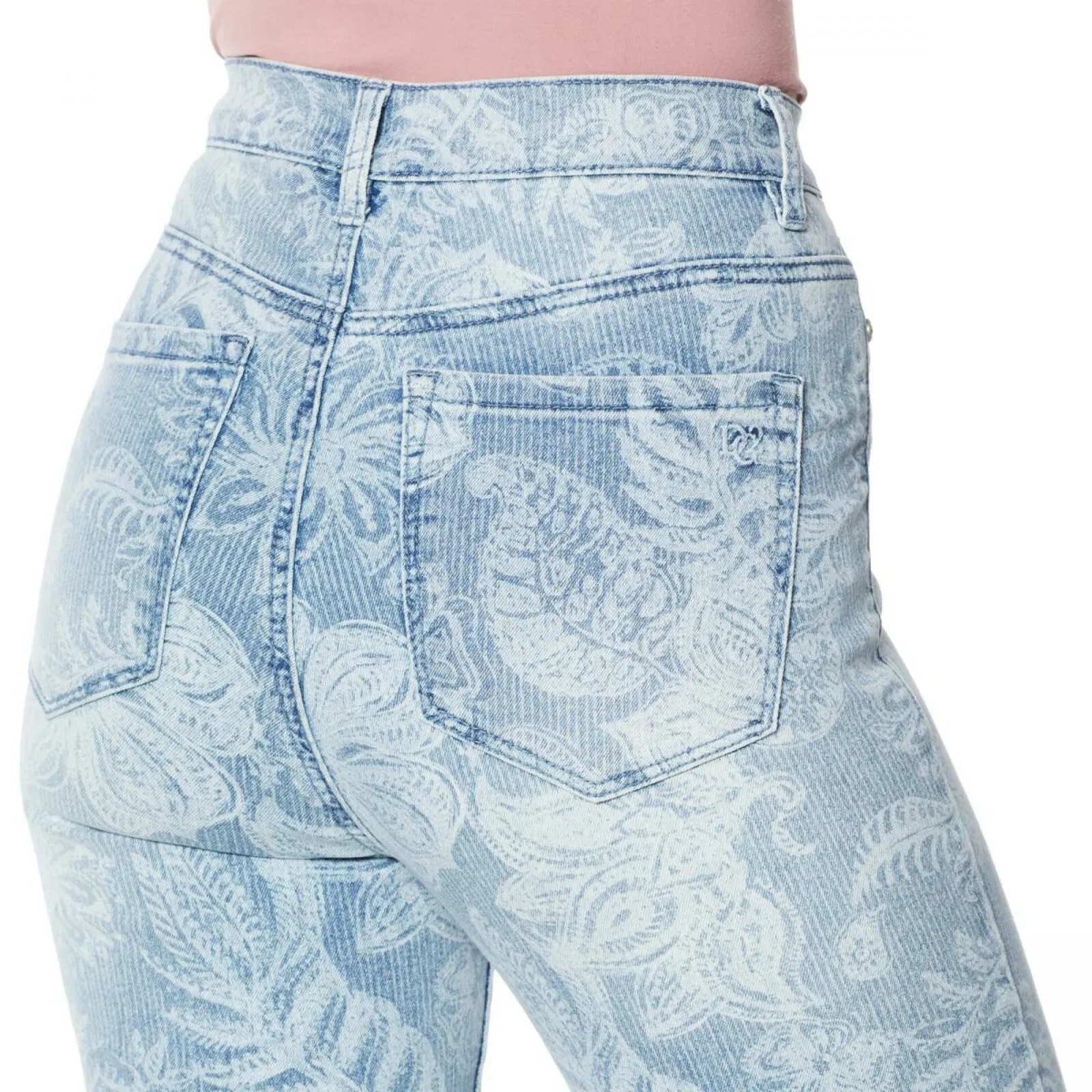 DG2 by Diane Gilman Classic Stretch Printed Flare Jeans Chambray 12