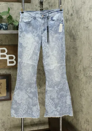 DG2 by Diane Gilman Classic Stretch Printed Flare Jeans Chambray 12