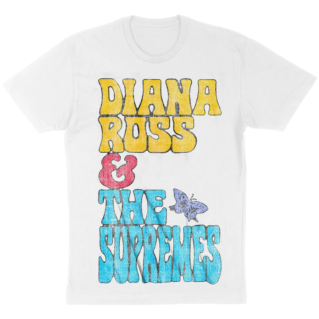 Diana Ross And The Supremes "Stacked Butterfly" T-Shirt in White
