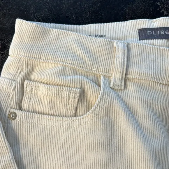DL1961 Mara Straight High Rise Ankle Meringue Corduroy Jeans size 28