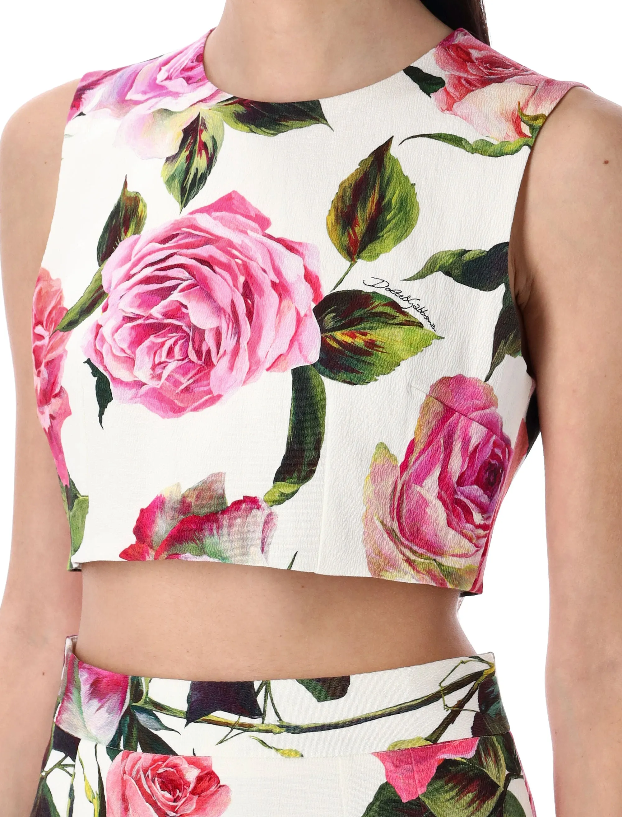 DOLCE & GABBANA Mini Roses Print Cropped Top