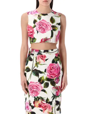 DOLCE & GABBANA Mini Roses Print Cropped Top