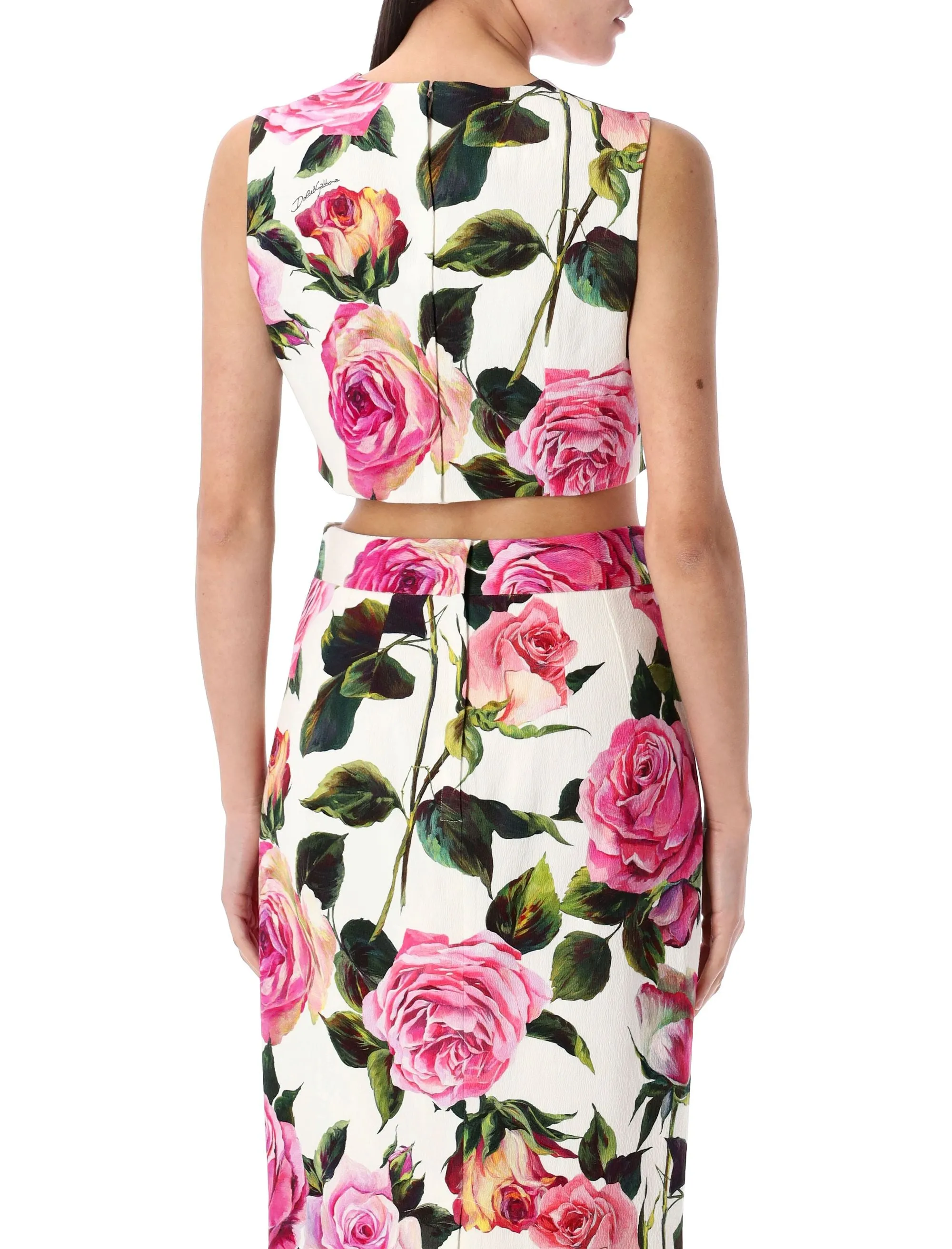 DOLCE & GABBANA Mini Roses Print Cropped Top