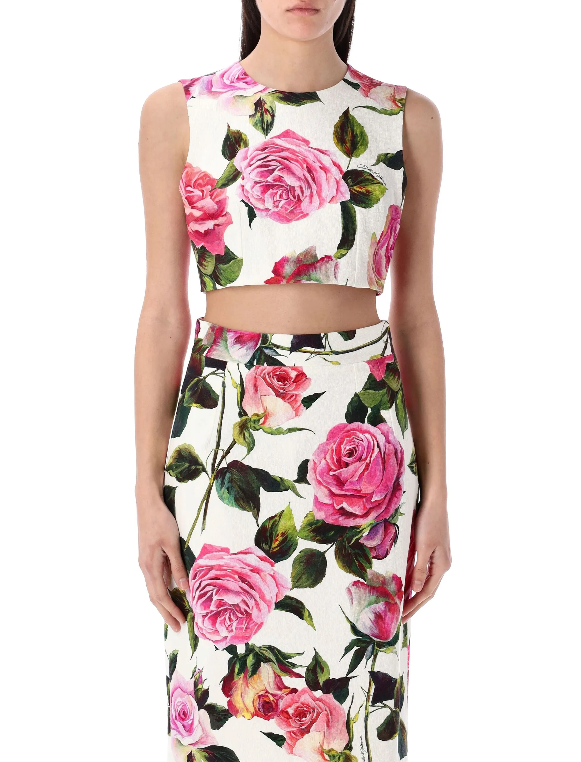 DOLCE & GABBANA Mini Roses Print Cropped Top