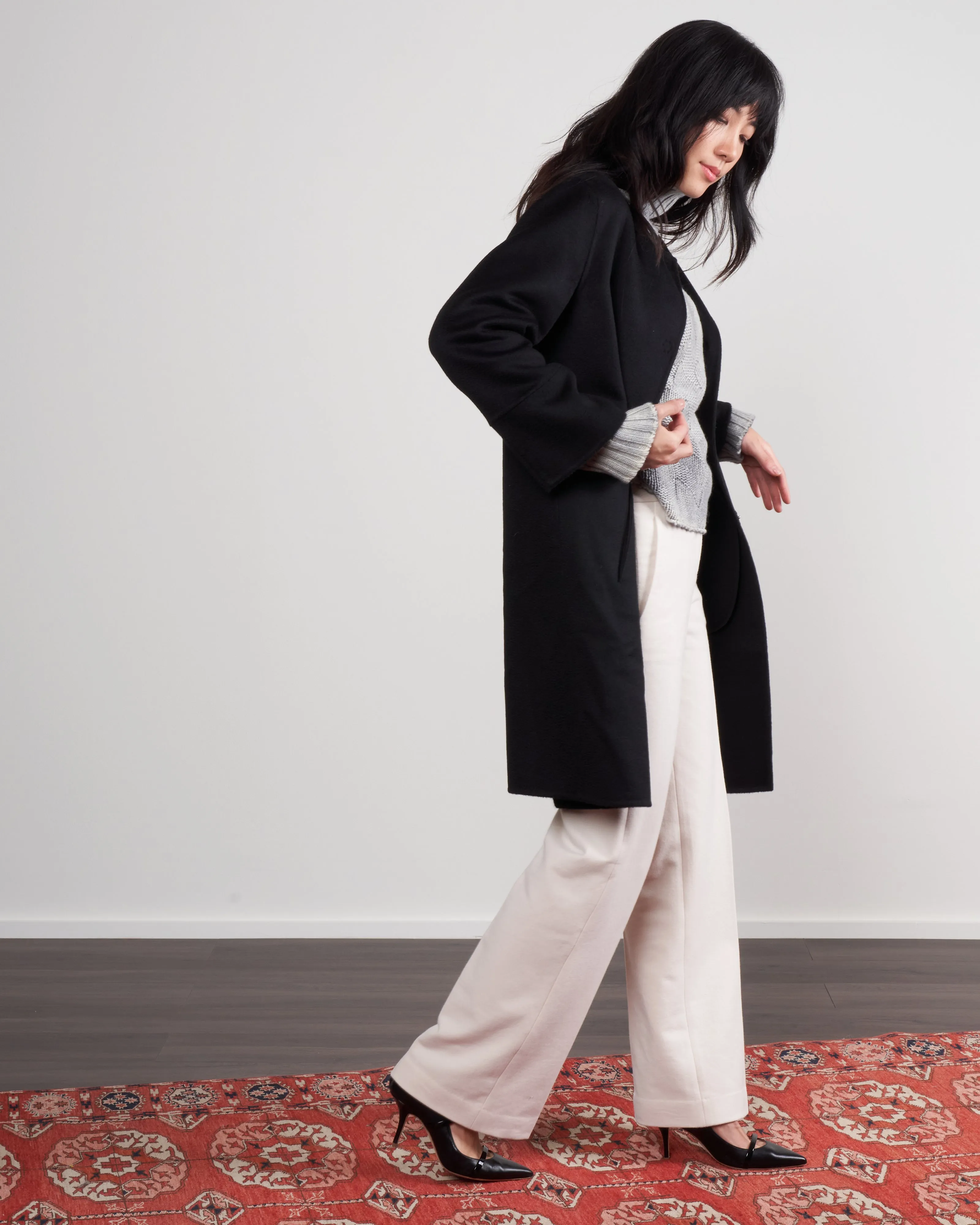 double faced cashmere coat w/nylon windguard ( 3-in-1) - nero