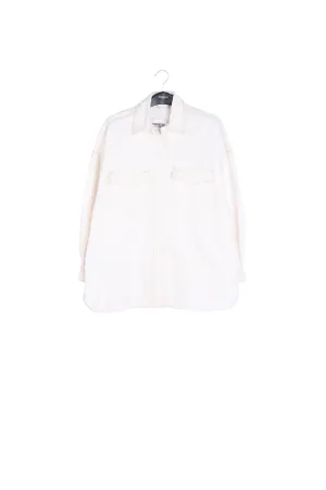 Ecru oversized cotton denim overshirt