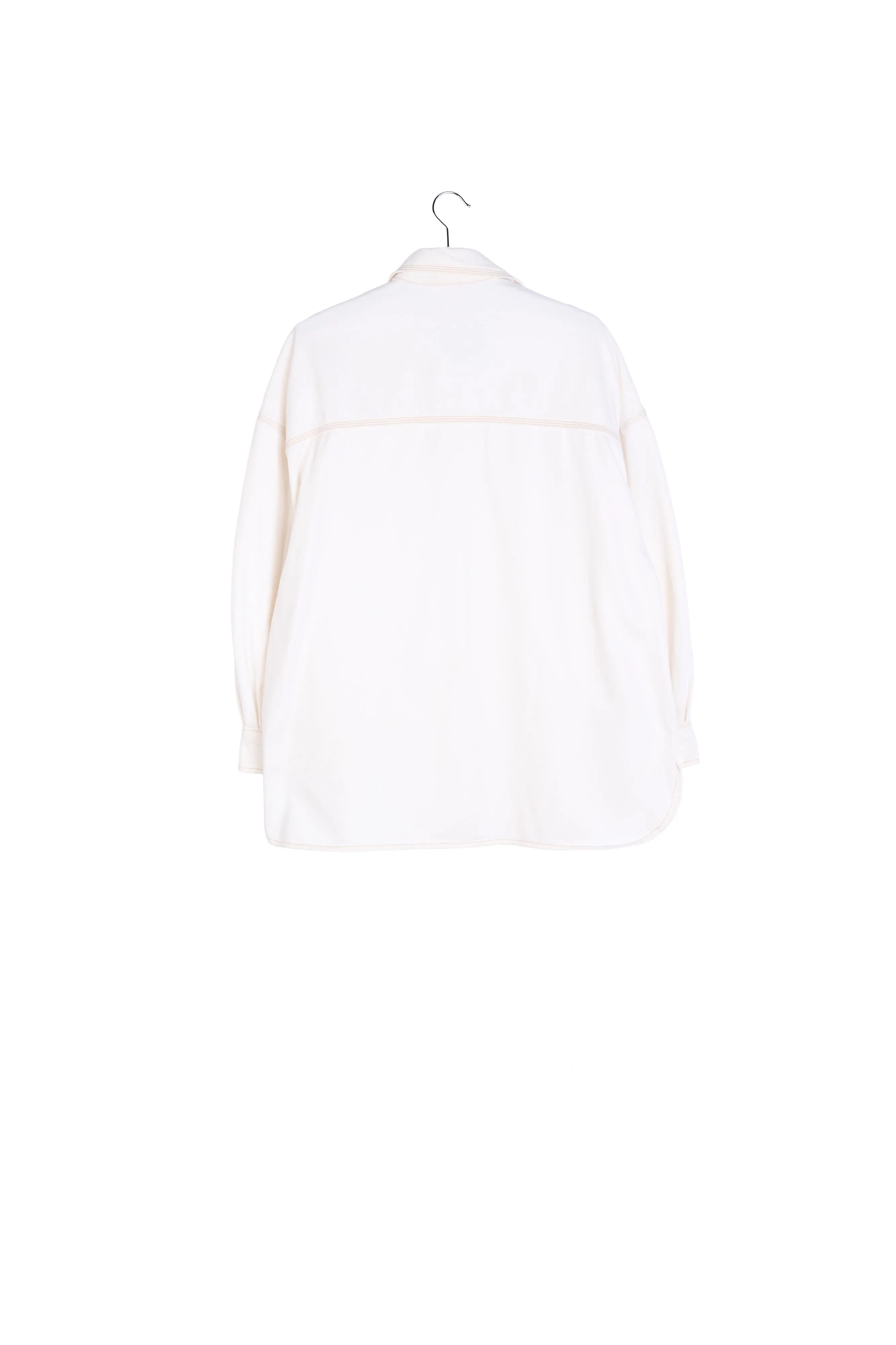 Ecru oversized cotton denim overshirt