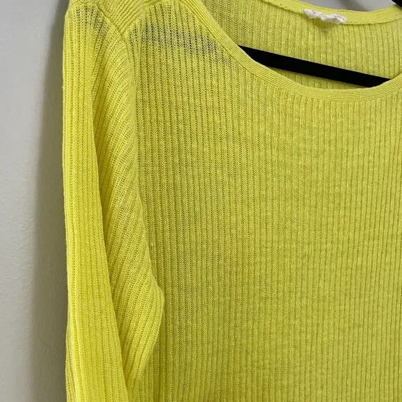 Eileen Fischer Lagenlook Capsule‎ Minimalist 100% Linen Sunny Yellow Sweater M/L