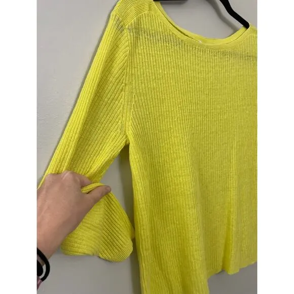 Eileen Fischer Lagenlook Capsule‎ Minimalist 100% Linen Sunny Yellow Sweater M/L