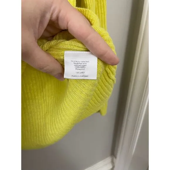Eileen Fischer Lagenlook Capsule‎ Minimalist 100% Linen Sunny Yellow Sweater M/L