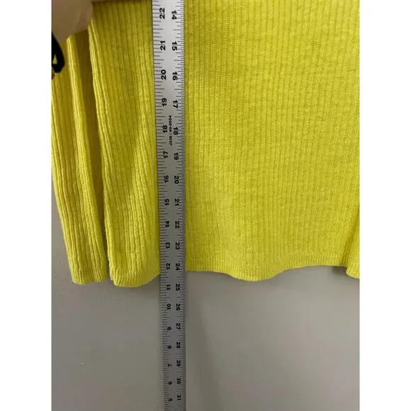 Eileen Fischer Lagenlook Capsule‎ Minimalist 100% Linen Sunny Yellow Sweater M/L