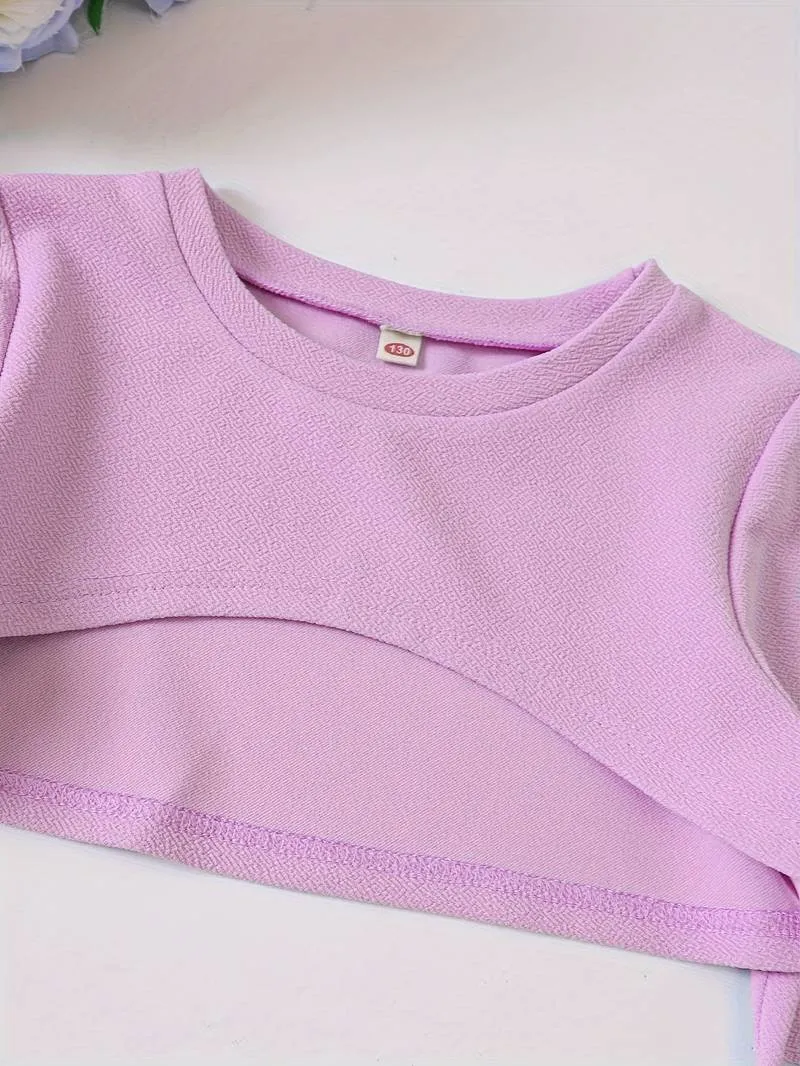 Elegant Girls Cami Dress & Cropped Pullover Set