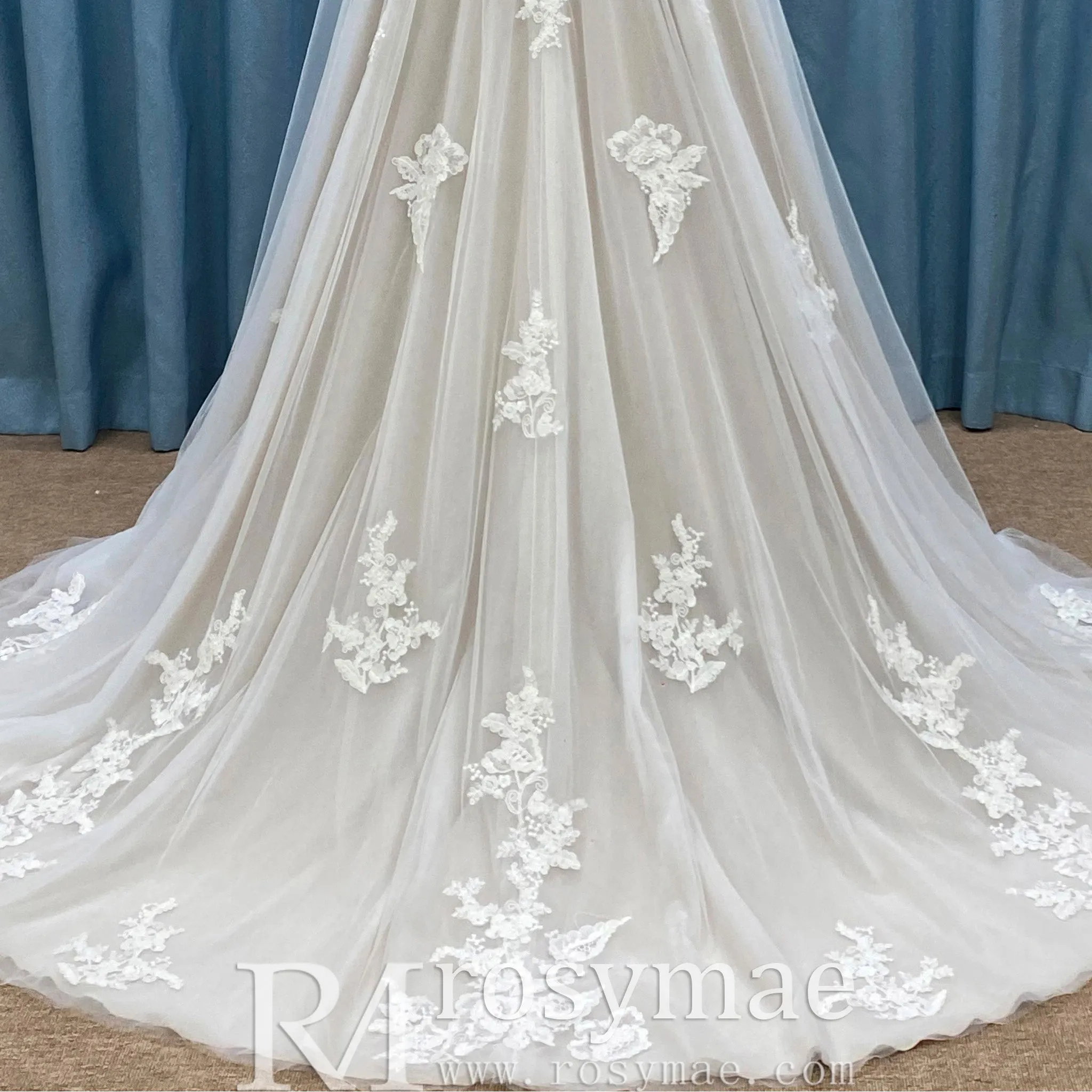 Elegant Modern V-Neck Lace Wedding Dress A-line with Tank Top