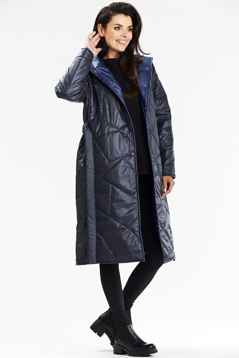 Elegant Quilted Long Coat
