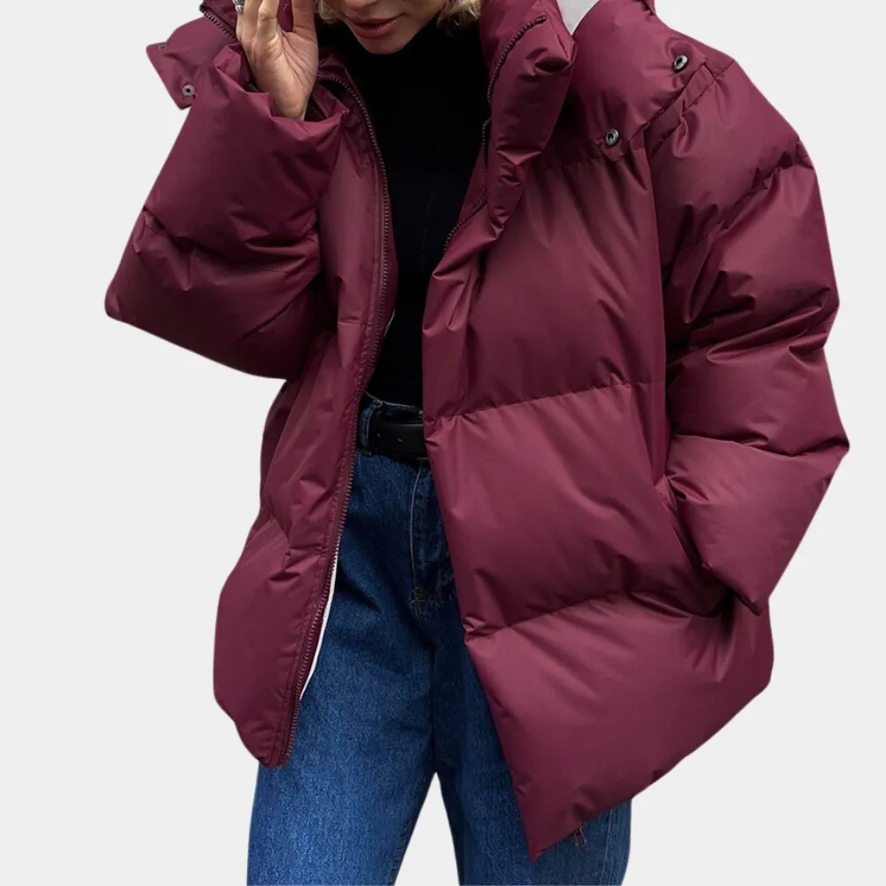 Elegant women's coat with light padding from- Maron