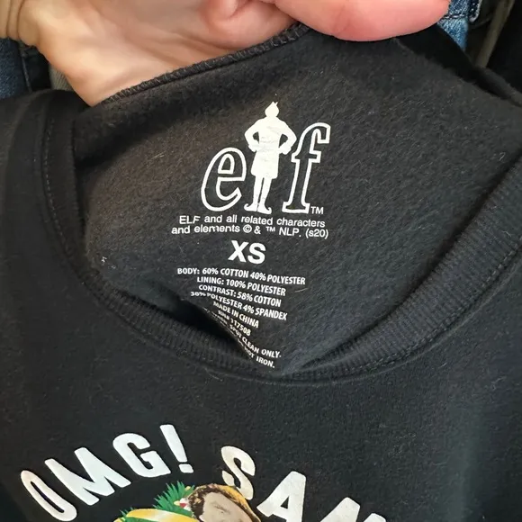 ELF OMG Santa black lightup I Know Him Holiday Ugly Sweater Christmas Festive XS
