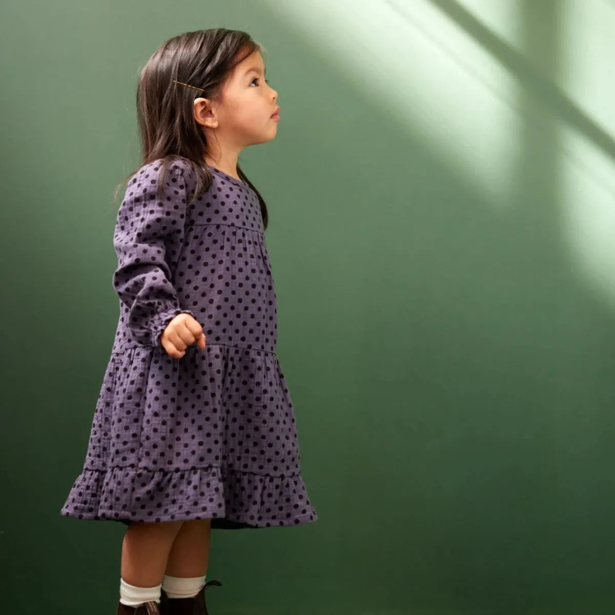 ELLIOT DRESS || Violet Polka Dot Print| Nature Baby