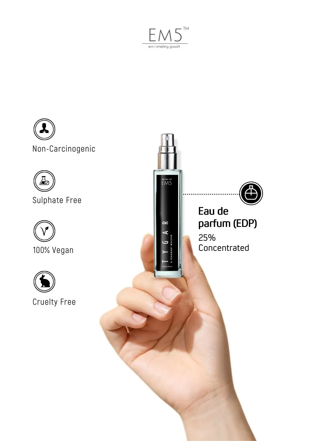 EM5™ Tygar Perfume EDP Spray for Men | Citrus Amber Fresh Spicy Fragrance | Luxury Gift for Him | Variants Available: 50 ml Spray / 15 ml Spray