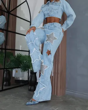 Embellished Wide-Leg Jeans (Pre-Sale)