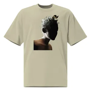 Faded Oversized Tee with Intriguing Woman Brain Graphic