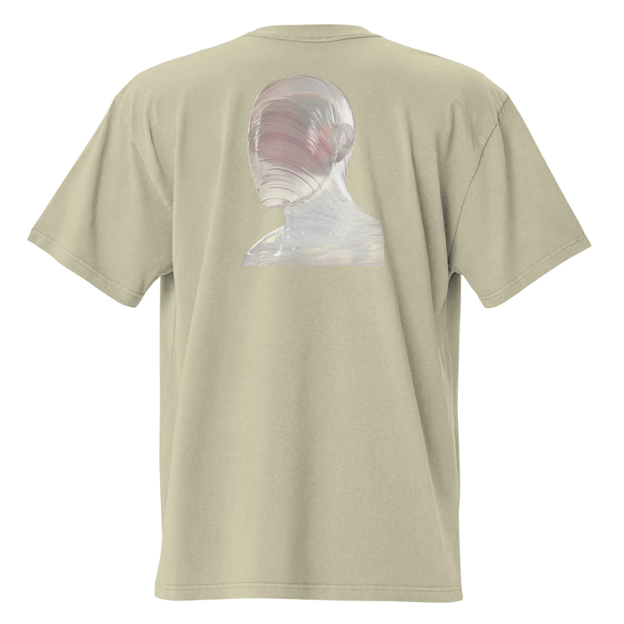 Faded Oversized Tee with Intriguing Woman Brain Graphic
