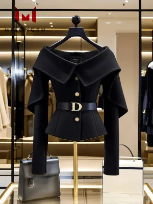 Fashion For Women Black Long Sleeve Luxury Jacket Elegant Slim Cardigan Single Breasted Coat Female