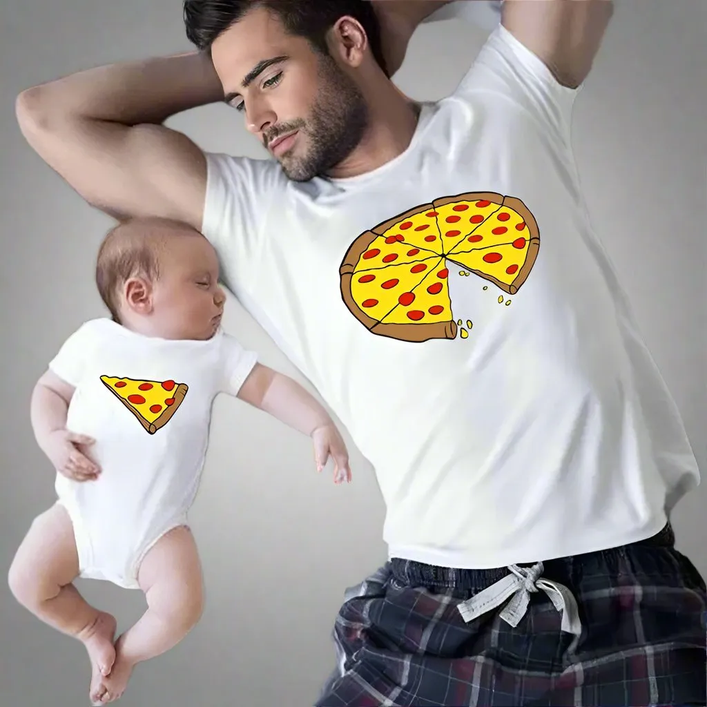 Father and Baby Matching Pizza Slice T-Shirts – "Whole Pizza & Slice" Set