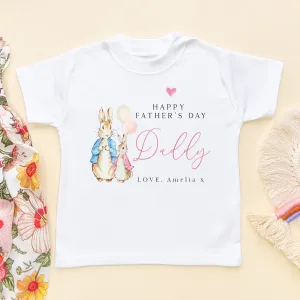 Father's Day Peter Rabbit Girl Inspired Personalised Toddler & Kids T Shirt