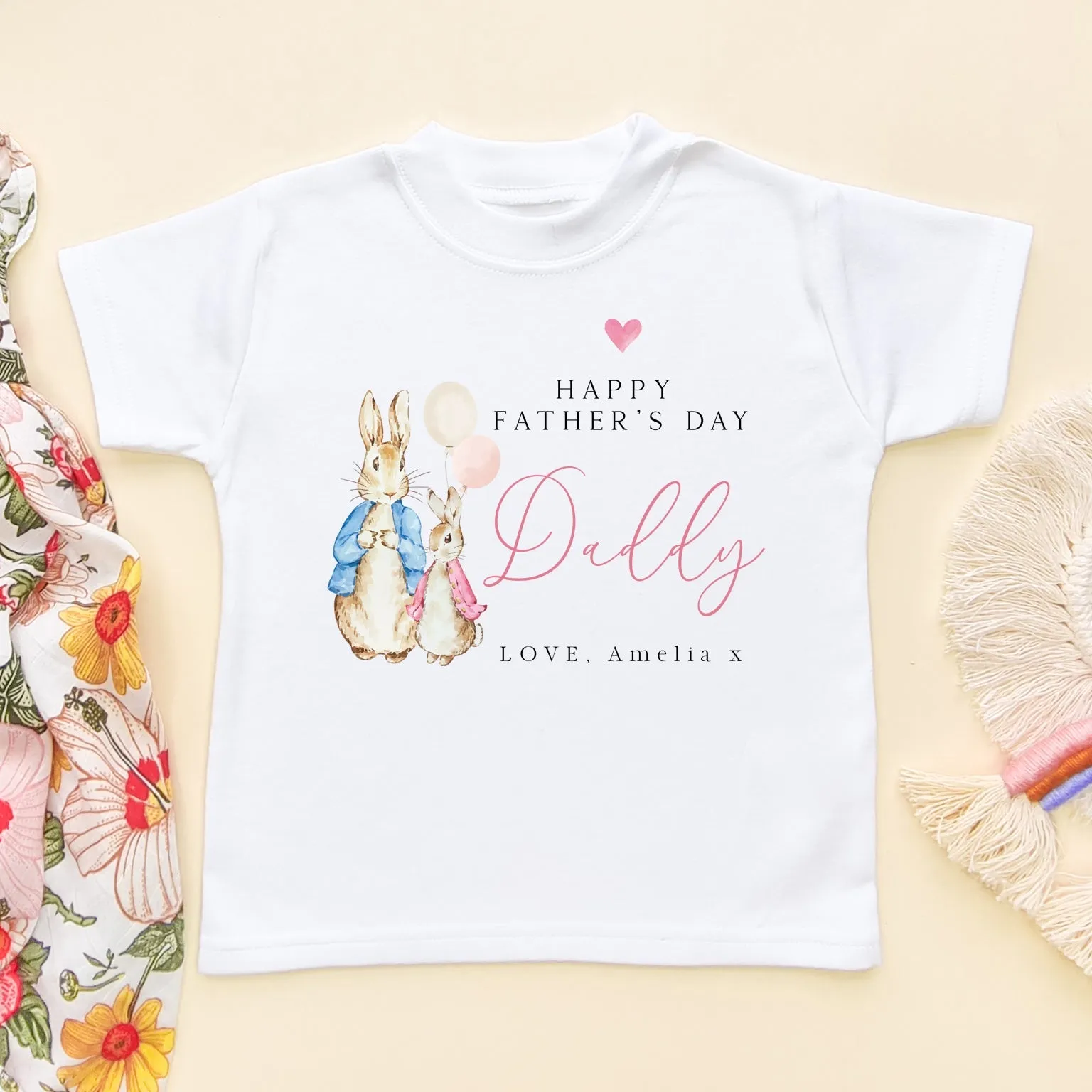 Father's Day Peter Rabbit Girl Inspired Personalised Toddler & Kids T Shirt
