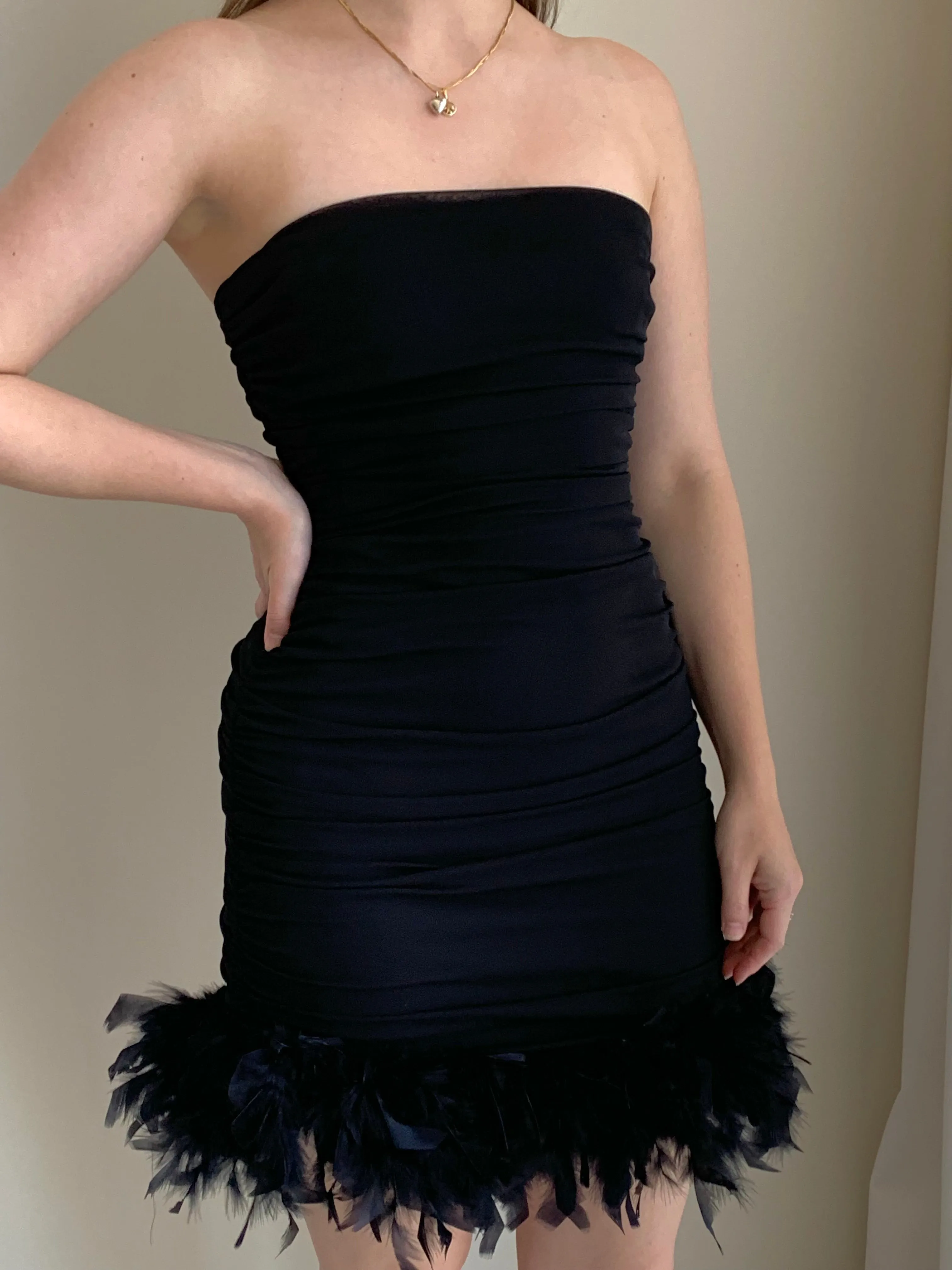 Feather tube dress