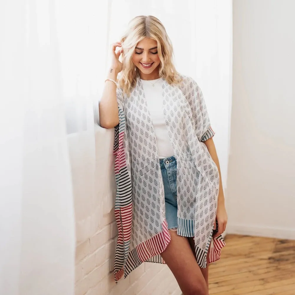 Fleur Stripes Kimono