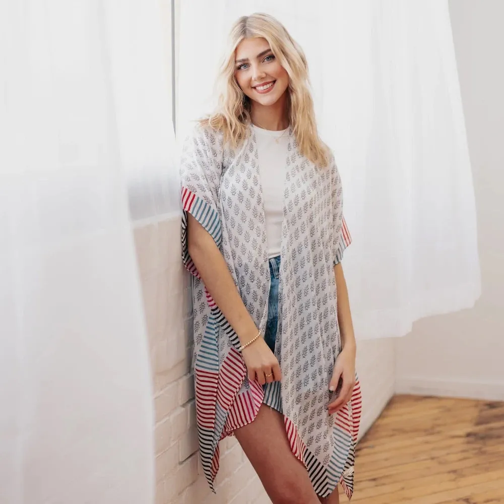 Fleur Stripes Kimono