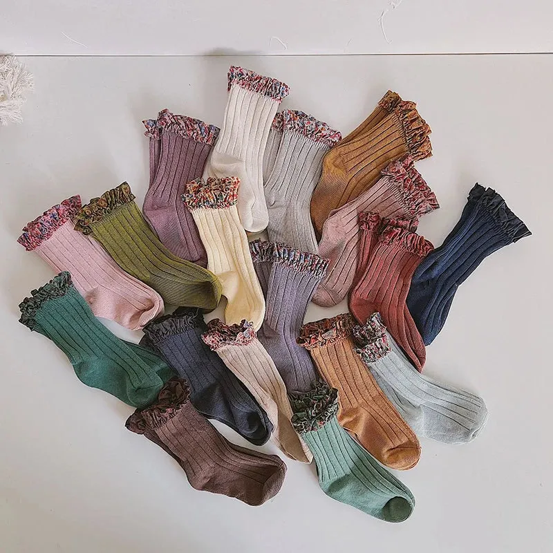 Floral Lace Ruffle Socks