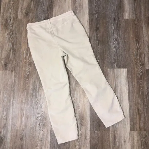 Free People Fine Line Straight Leg Corduroy Crop Jeans In Moon Rising Cream 14