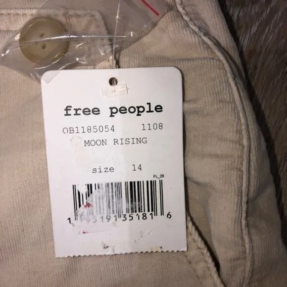 Free People Fine Line Straight Leg Corduroy Crop Jeans In Moon Rising Cream 14
