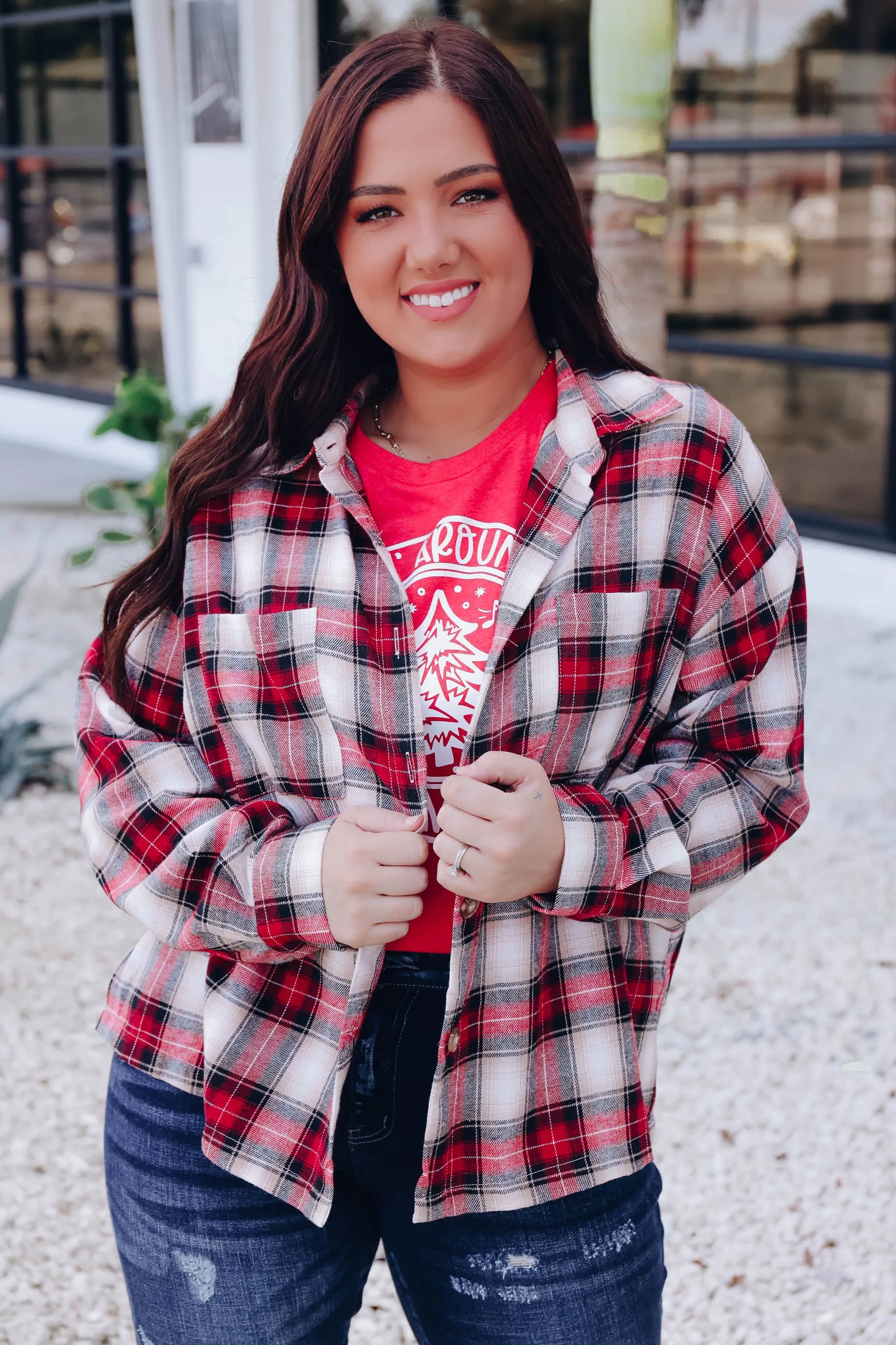 Fresh Air Plaid Flannel Shirt - Red