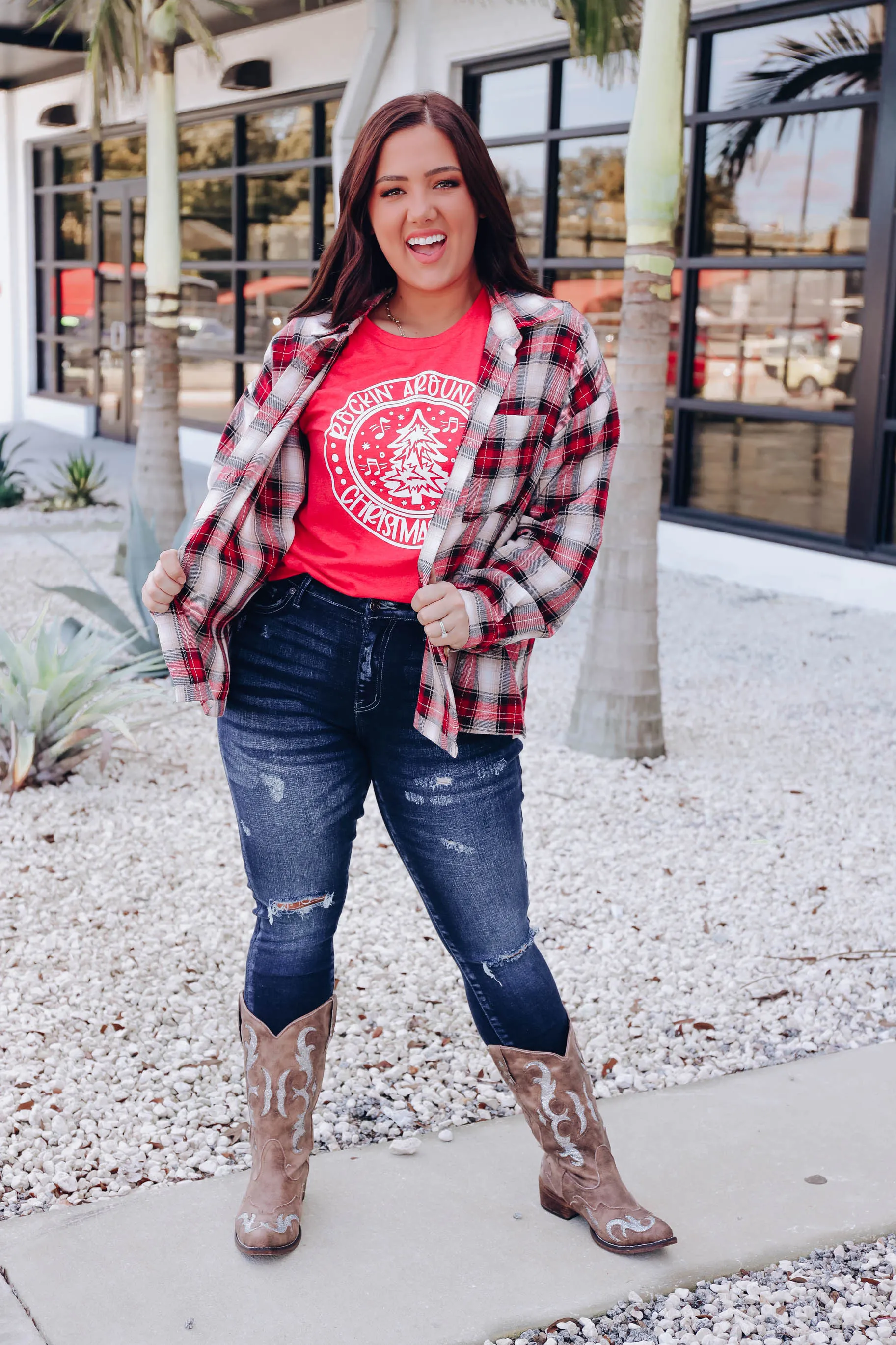 Fresh Air Plaid Flannel Shirt - Red