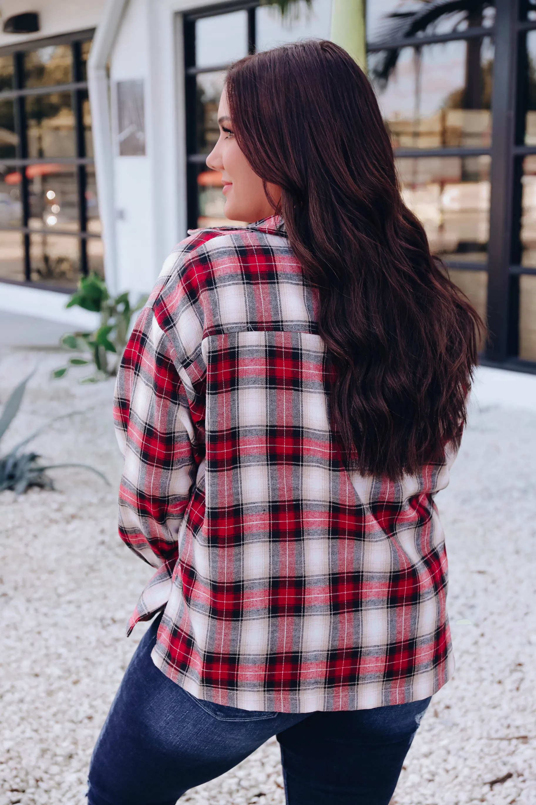Fresh Air Plaid Flannel Shirt - Red