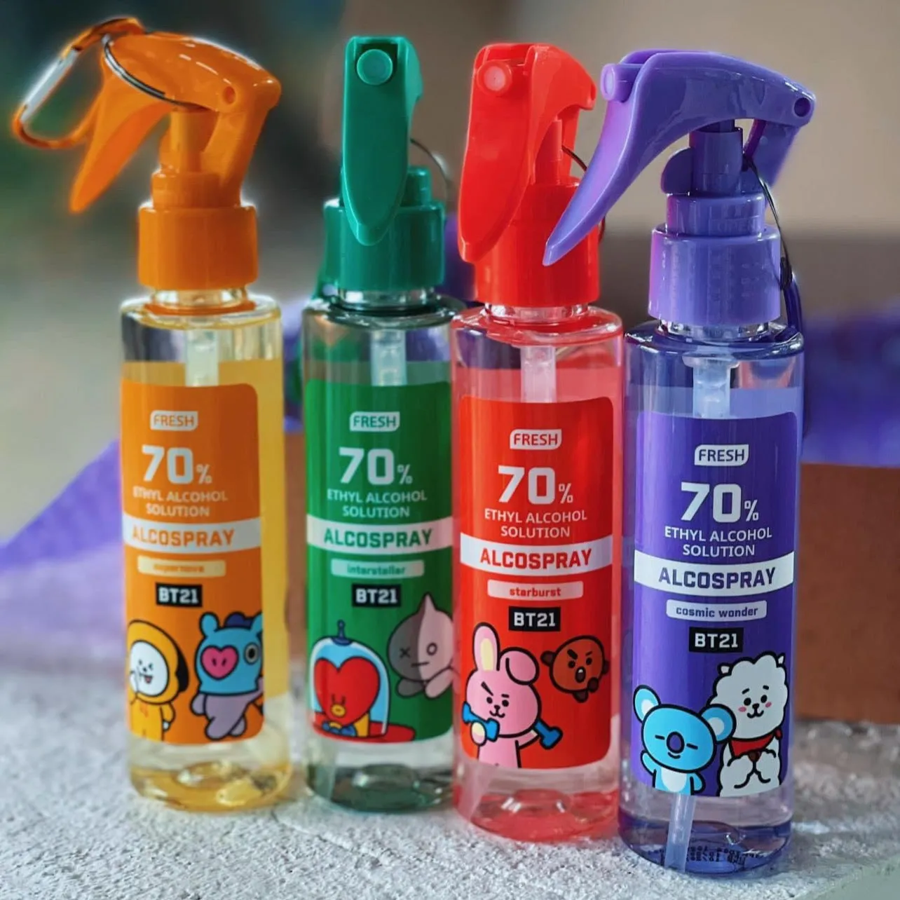 Fresh BT21 70% Ethyl Alcohol Solution Alcospray with Keychain 100m